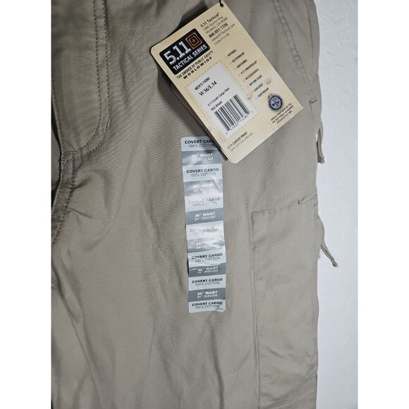 Men's 5.11 tactical series covert cargo pants style 74290 36x34 khaki 8 pockets - Picture 2 of 6